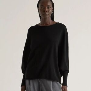 Quince Cashmere Batwing Sweater, Black, size XL